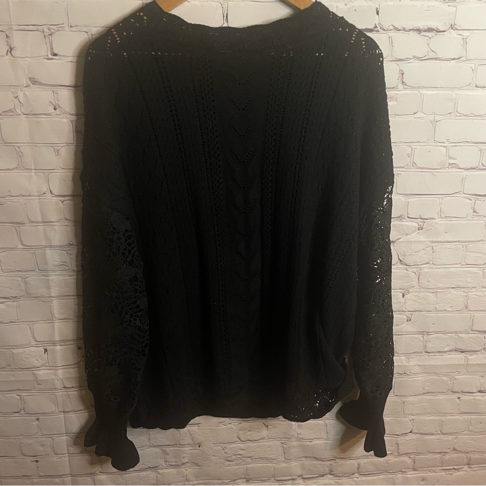 🧶New Crochet Style Black Sweater Top🧶Size XL